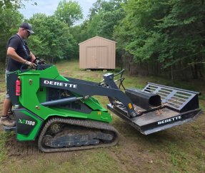 Derette XC1100 Mini Skid Steer Loader with Brush Cutter Attachment