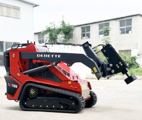 Derette XC1100 Mini Skid Steer Loader with Post Driver Attachment