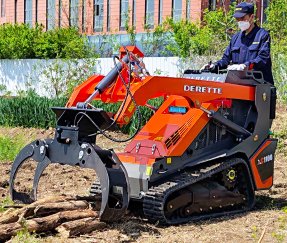 Derette XC1100 Mini Skid Steer Loader with Manual Rotary Log Grapple Attachment