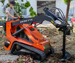 Derette XC1100 Mini Skid Steer Loader with Auger Attachment
