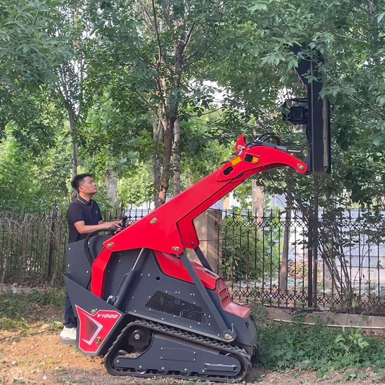Mini skid steer loader V1000 with Bush Cutter
