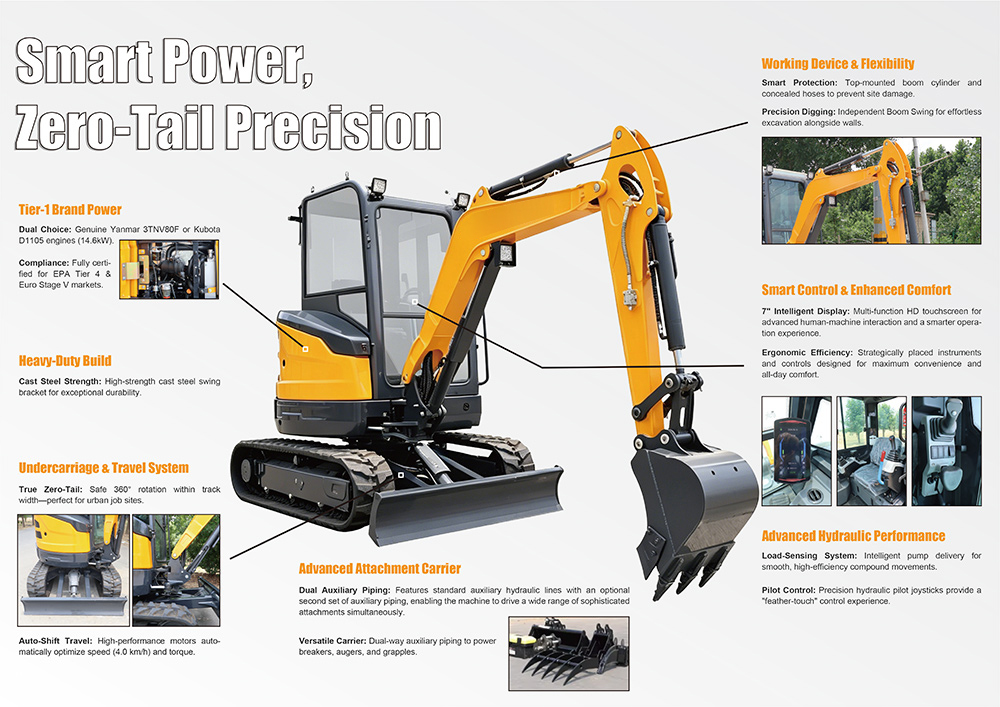 Mini excavadora de 3 toneladas