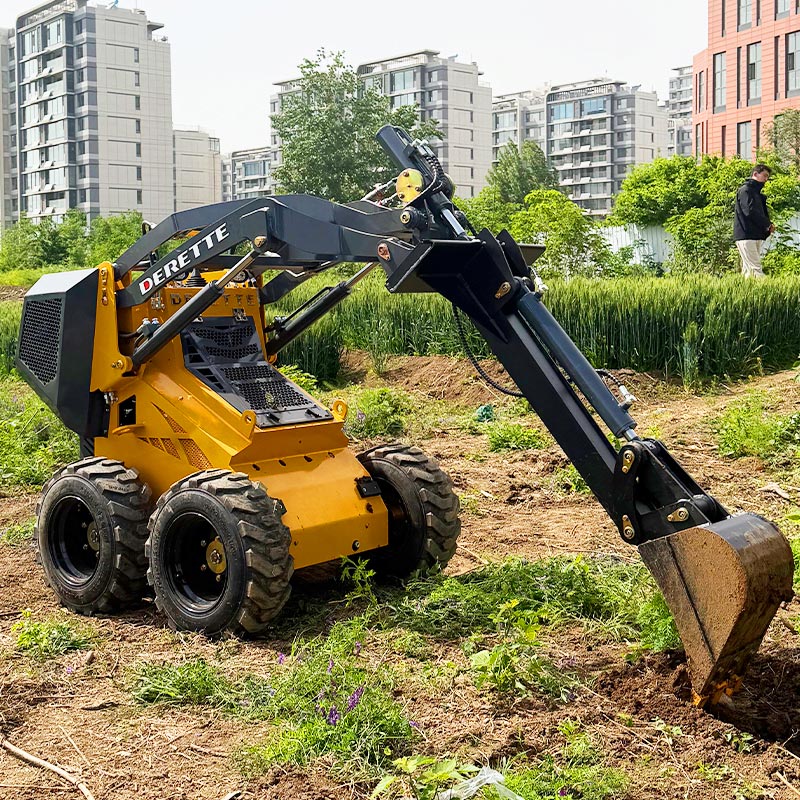 Minicargadora de ruedas con excavadora