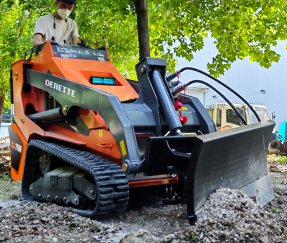 Derette XC1100 Mini Skid Steer Loader with Angle Blade Attachment