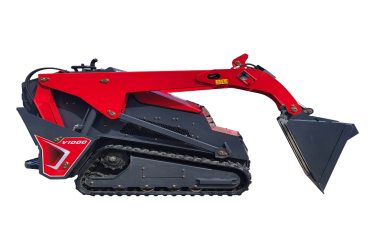 Одноконтейнерный мини-погрузчик с бортовым поворотом V1000 австралийского дилера уезжает