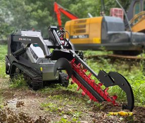 Derette XC1100 Mini Skid Steer Loader with 1.2m Trencher Attachment